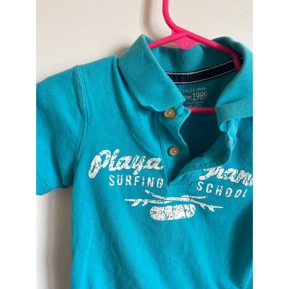 The Childrens Place Blue Playa Grande Surfing School Polo Shirt 18-24 Months